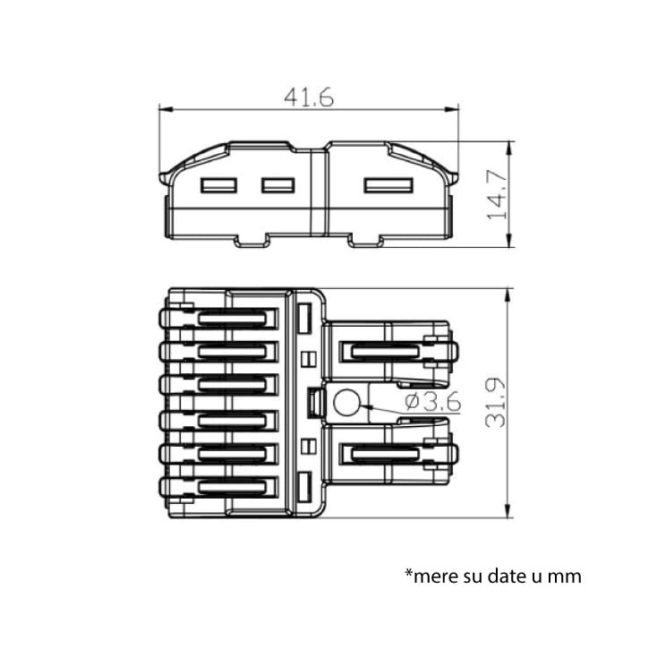 Bezvij. spojnica-klemna, 2P/6P 0.2-4mm2 450V/32A slika 3