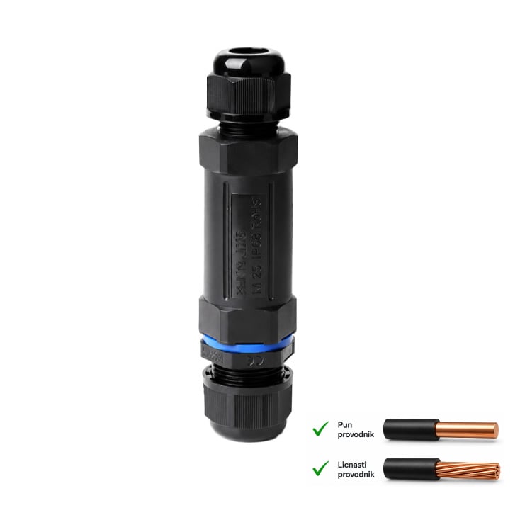 Kablovska I spojnica 3P, 250V/16A, 0.5-2.5mm2 IP68 slika 1