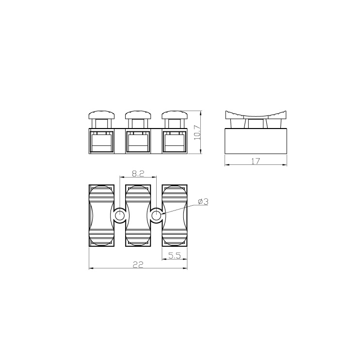 Bezvijačna luster klemna 3P, 400V/5A, 0.2-1.5mm2 slika 2
