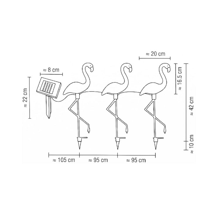 Solarna baštenska lampa "flamingo" - 3 kom. slika 4