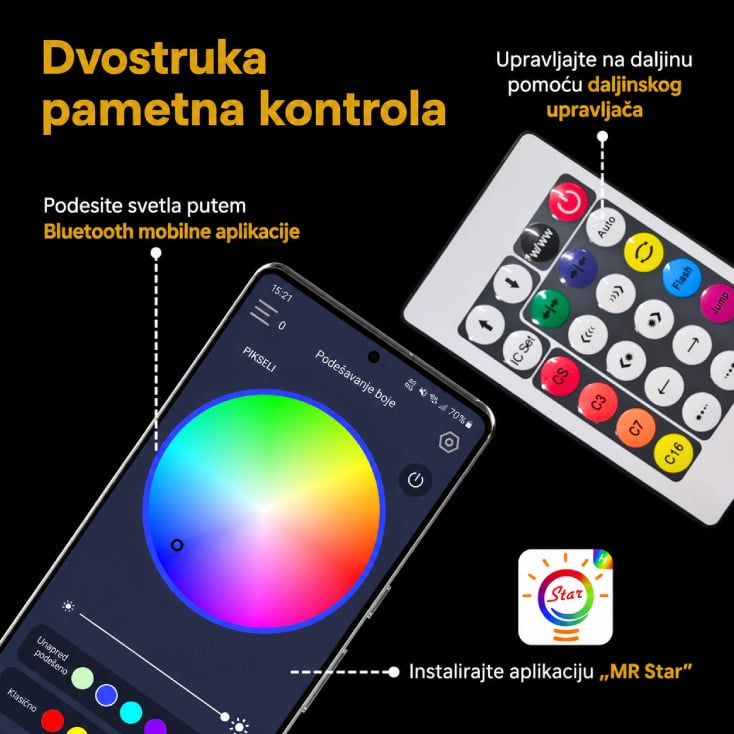 LED svetleći niz 9m, 20 RGB kugli slika 4