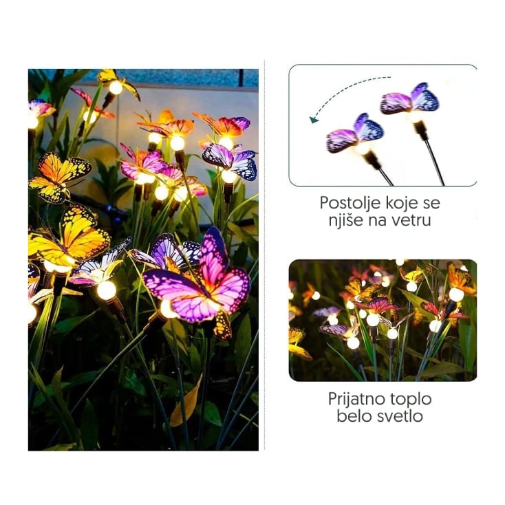 Solarna baštenska lampa - 4 kom. 6 LED slika 2