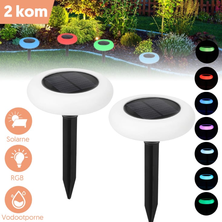 Solarna RGB baštenska lampa - 2 kom. slika 1