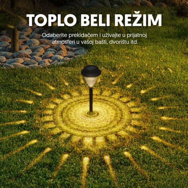 Solarna RGB+toplo bela baštenska lampa - 6 kom. slika 3