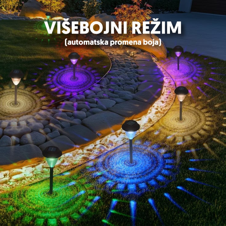 Solarna RGB+toplo bela baštenska lampa - 6 kom. slika 4