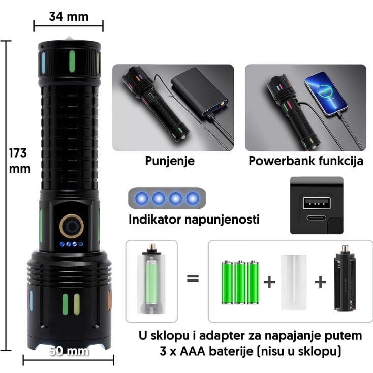 Punjiva LED baterijska lampa 11861 slika 2