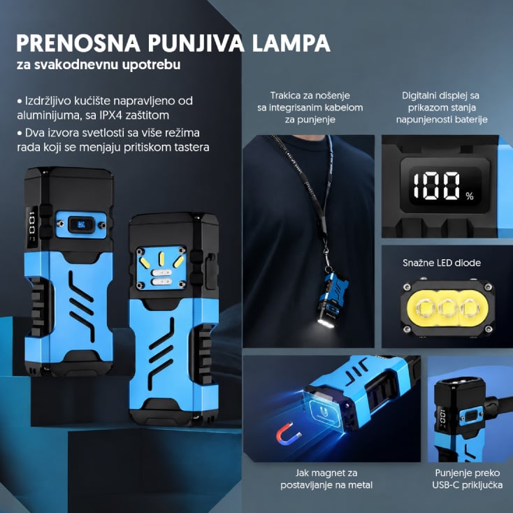 Punjiva LED baterijska lampa 11863 slika 2