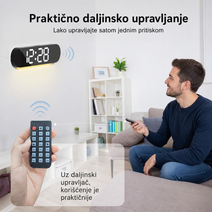 Zidni sat sa budilnikom i termometrom 11938BL slika 3