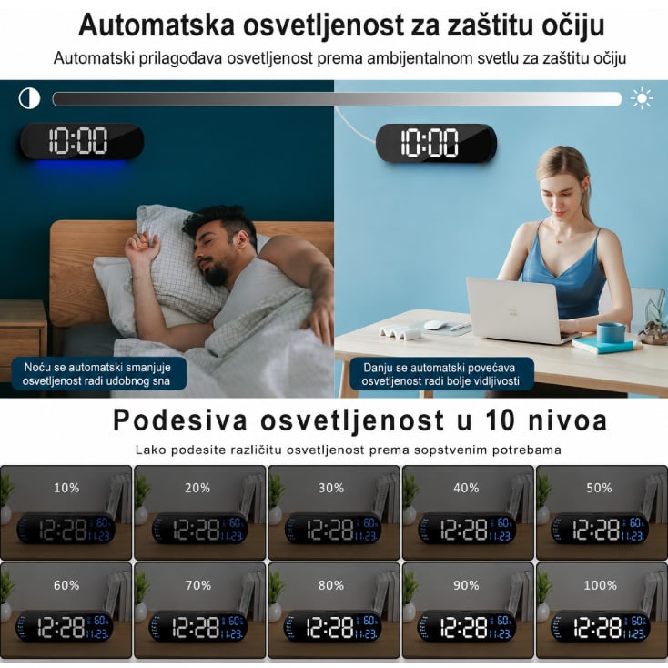 Zidni sat sa budilnikom i termometrom 11938BL slika 4