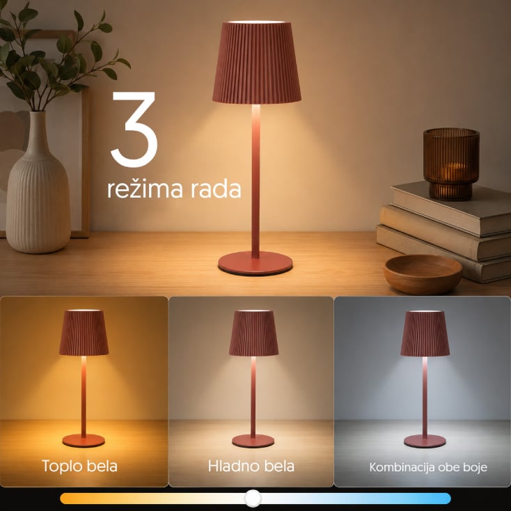 PROSTO braon stona punjiva LED lampa CCT 800mAh slika 4