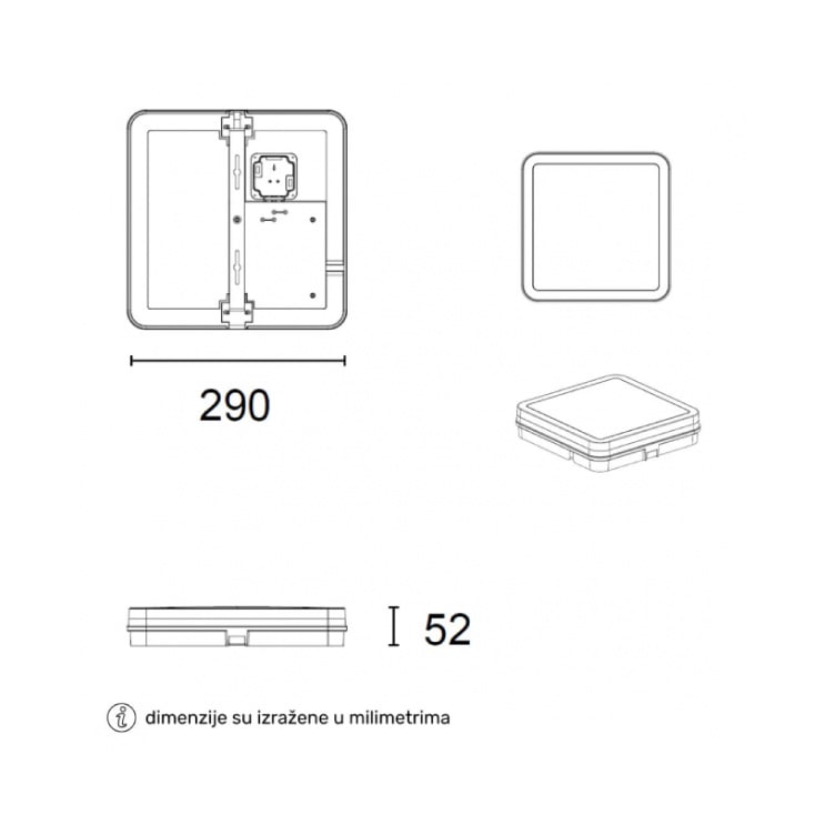 Crna LED plafonjera 24W, promenljiva boja svetla slika 2