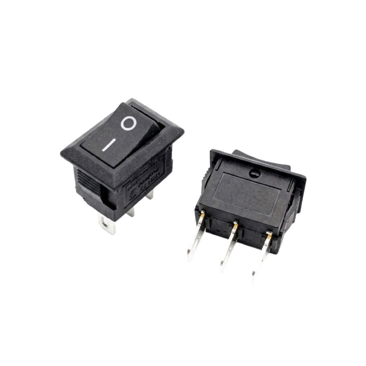 Prekidač crni kockasti 15x10.5mm 2pola/3pina slika 1