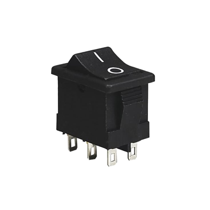 Crni prekidač 19x13mm 2pola/6pinova slika 1