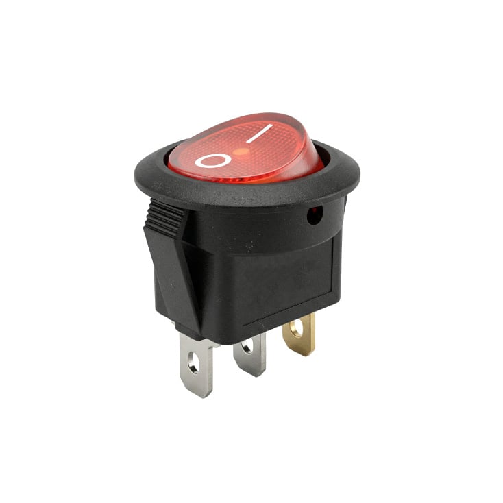 Okrugli crveni prekidač 21mm, 2pola/3pina slika 1