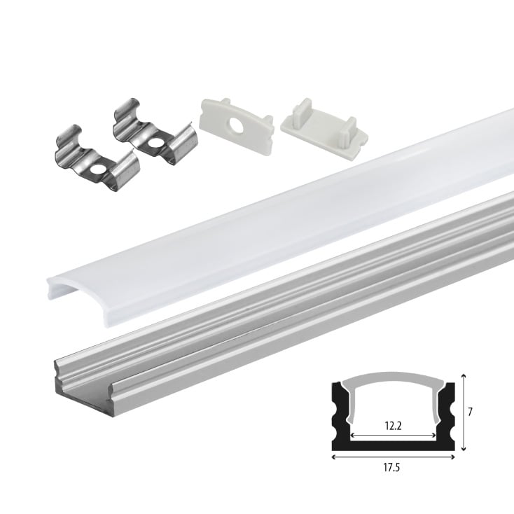 Set aluminijumski profil za LED trake 2m 17.5x7 mm slika 1