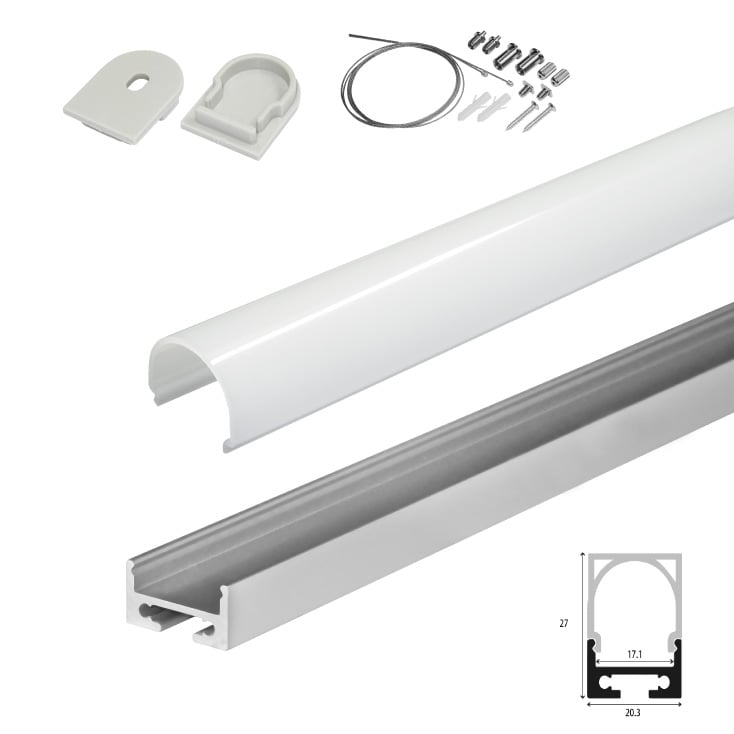 Set A aluminijumski profil za LED trake 1m 27x20 mm slika 1