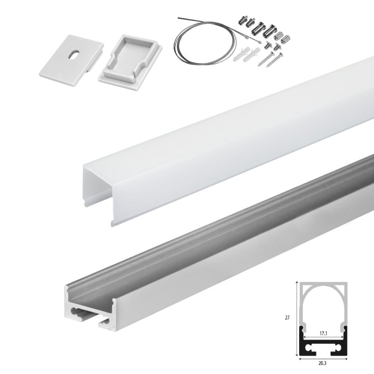 Set B aluminijumski profil za LED trake 1m 27x20 mm slika 1