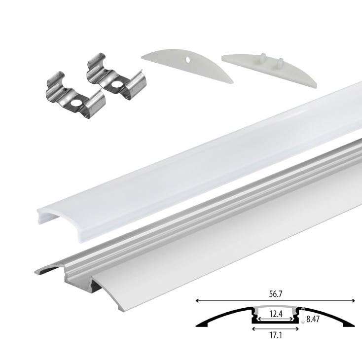 Set aluminijumski profil za LED trake 2m 56.7x11 mm slika 1