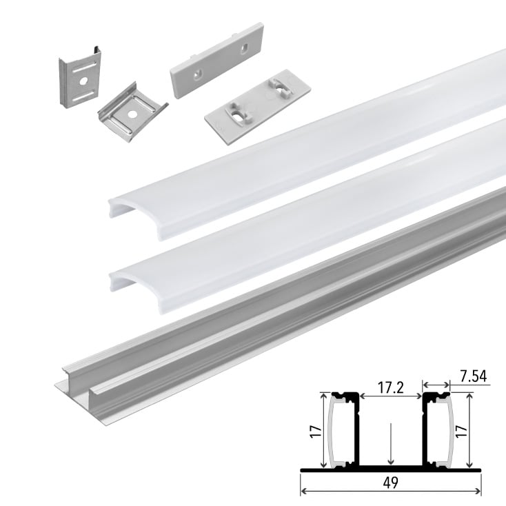 Set aluminijumski zidni profil za dve LED trake 2m 17x49 mm slika 1
