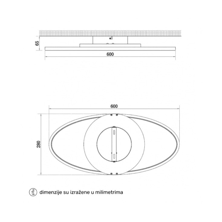LED plafonjera 40W, promenljiva boja svetla, crna/drvo slika 2