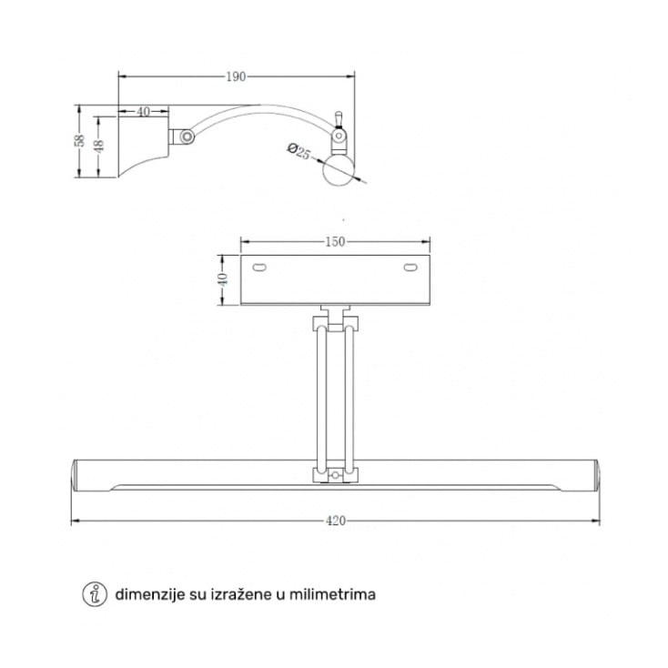 Zidna LED lampa 7W 3000K hrom slika 4