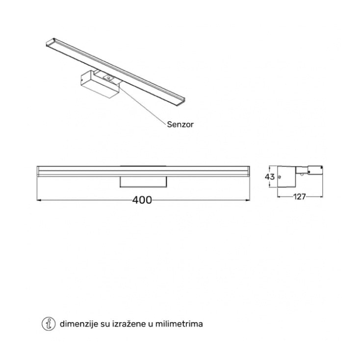 Zidna LED lampa 6W sa senzorom 4000K hrom slika 2