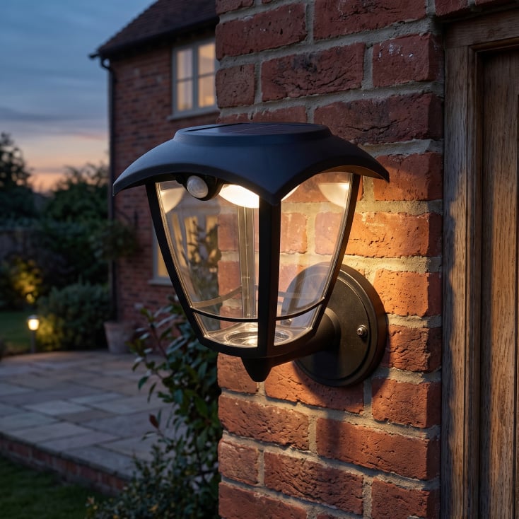 EUROLAMP solarna zidna lampa sa senzorom pokreta, 3W, 400lm, crna slika 2