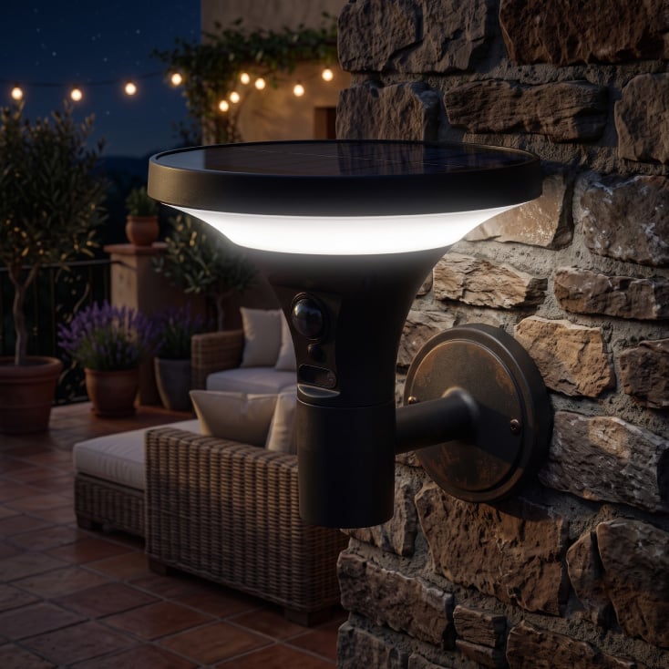 EUROLAMP solarna zidna lampa sa senzorom pokreta, 3.8W, 500lm, crna slika 2