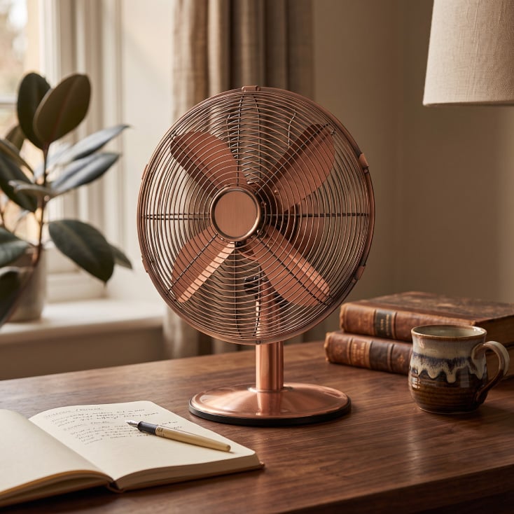 Stoni ventilator, 30 cm, 50W, bakarni slika 2