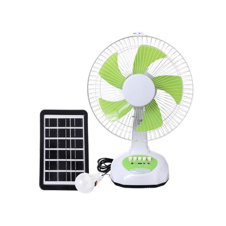 Stoni punjivi ventilator sa solarnim panelom i LED lampom slika 1