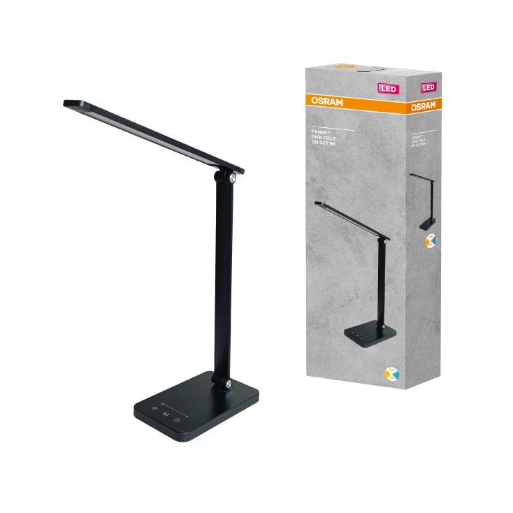 Sklopiva stona LED lampa sa satom i USB punjenjem 6.5W OSRAM crna slika 2