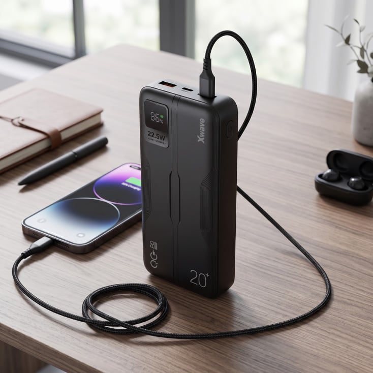 Xwave Power bank eksterna baterija 20000mAh/PD20W+QC3.0 22.5W/3A/2 xUSB/Type-C slika 2