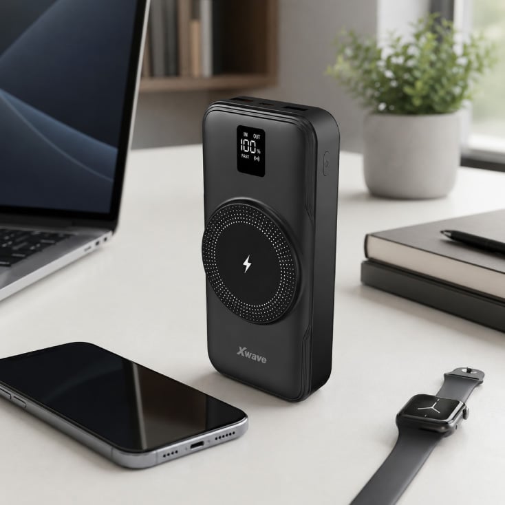 Xwave Power bank eksterna baterija 20000mAh/20W/15W wireless/PD/QC3.0 (crna) slika 2