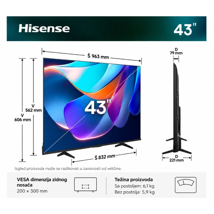 HISENSE 43 inča 43A6S LED 4K Ultra HD Smart TV slika 4