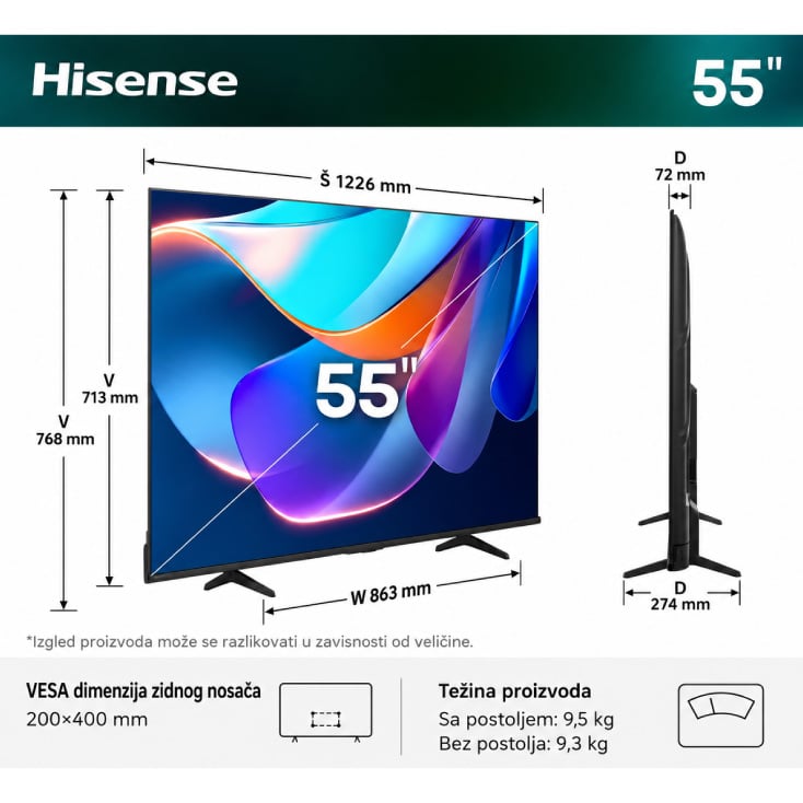HISENSE 55 inča 55A6S 4K UHD LED Smart TV slika 3
