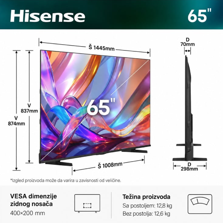HISENSE 65 inča 65A6S 4K UHD LED Smart TV slika 2