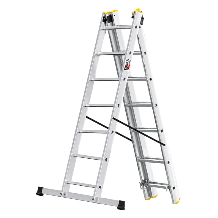 Aluminijumske trodelne merdevine 3x7 gazišta 150 kg slika 1