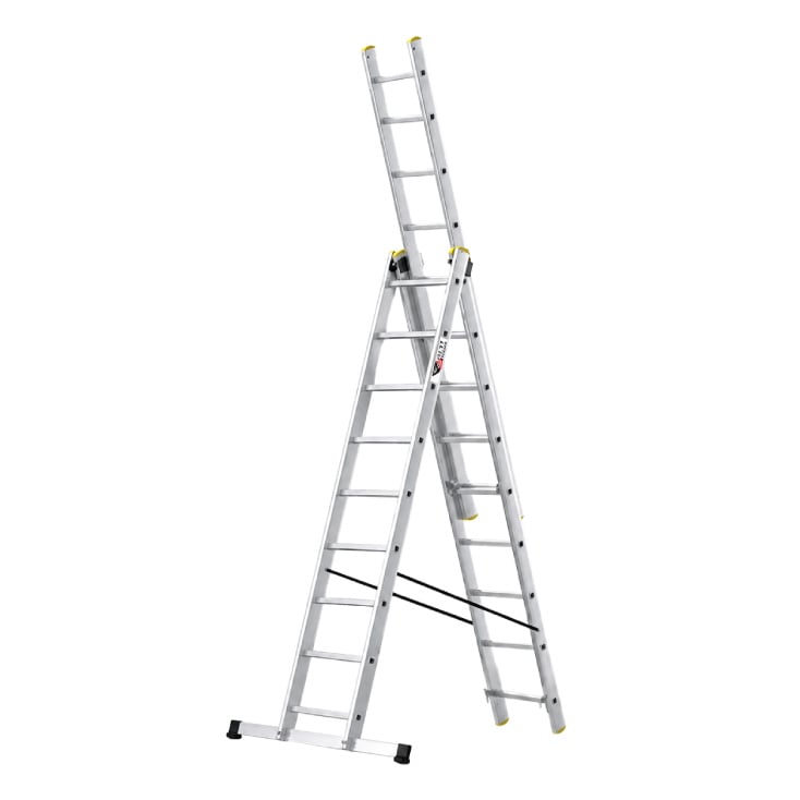 Aluminijumske trodelne merdevine 3x9 gazišta 150 kg slika 1