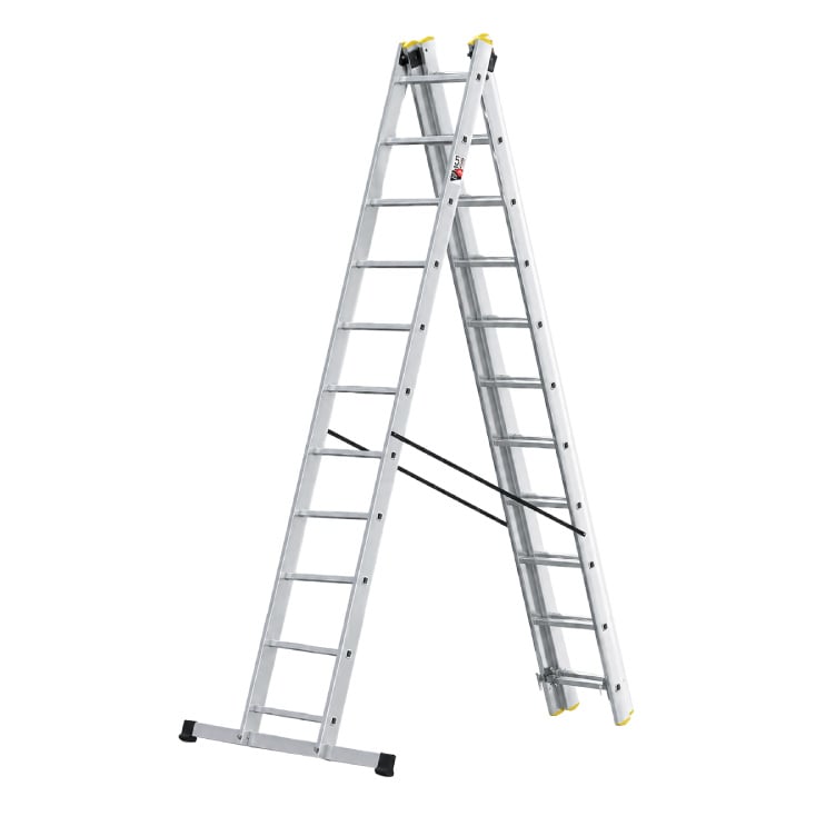 Aluminijumske trodelne merdevine 3x11 gazišta 150 kg slika 1