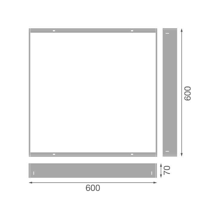 Aluminijumski ram za LED panele, 595x595x70mm slika 3