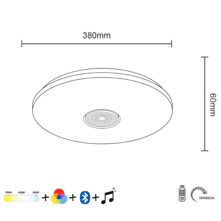 Bluetooth LED plafonjera 22/44W CCT+RGB dimabilna sa zvučnikom slika 2